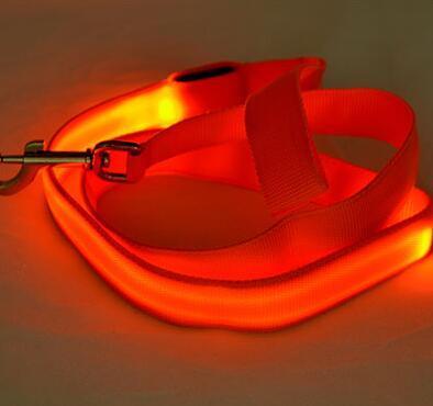 Glow-In-The-Dark LED Leash dog leash Happy Paws Orange 