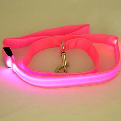 Glow-In-The-Dark LED Leash dog leash Happy Paws Pink 