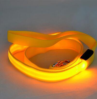 Glow-In-The-Dark LED Leash dog leash Happy Paws Yellow 