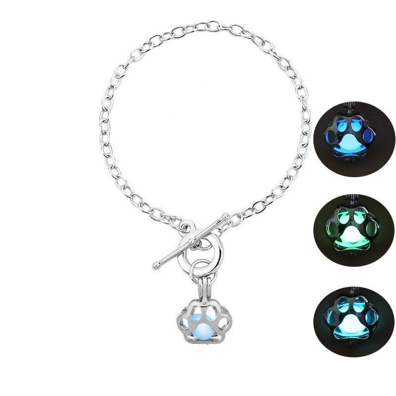 Glow in the Dark Paw Bracelet Womens Dog Bracelet Happy Paws 