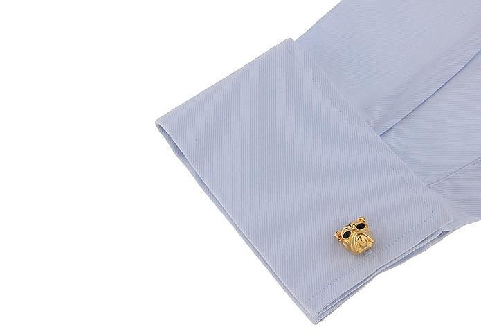 Gold Bulldog Cufflinks Mens Dog Cufflinks Happy Paws 