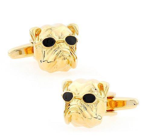 Gold Bulldog Cufflinks Mens Dog Cufflinks Happy Paws 