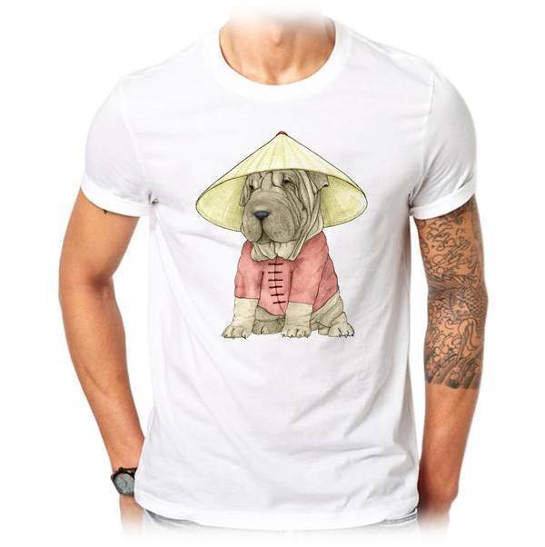 Grandmaster Dog Mens Dog T-shirt Happy Paws 