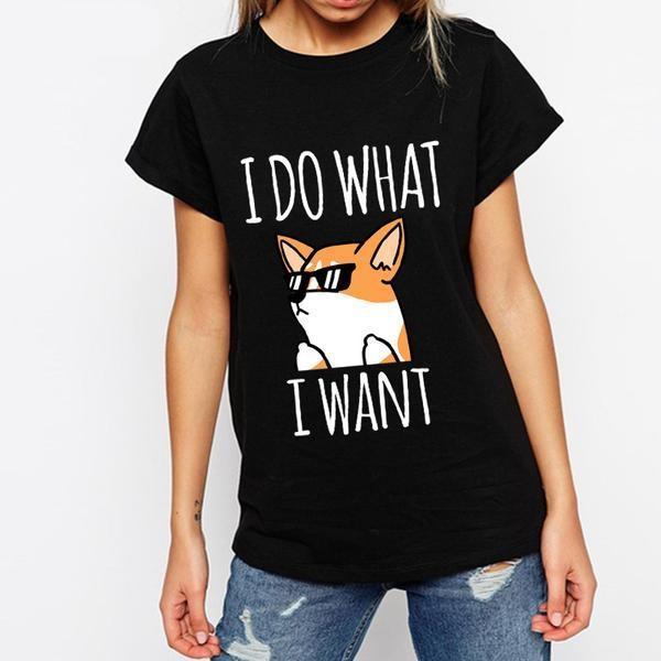 I do what I want Womens Dog T-shirt Happy Paws 