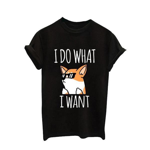 I do what I want Womens Dog T-shirt Happy Paws Small 