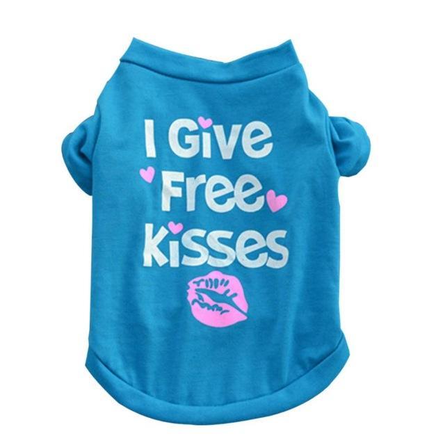 'I Give Kisses for Free' Dog Vest Happy Paws Blue Large 