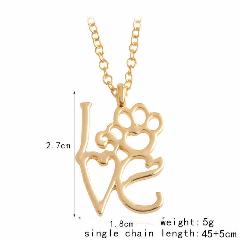 Love Symbol Pendant Chain Womens Dog Necklace Happy Paws 