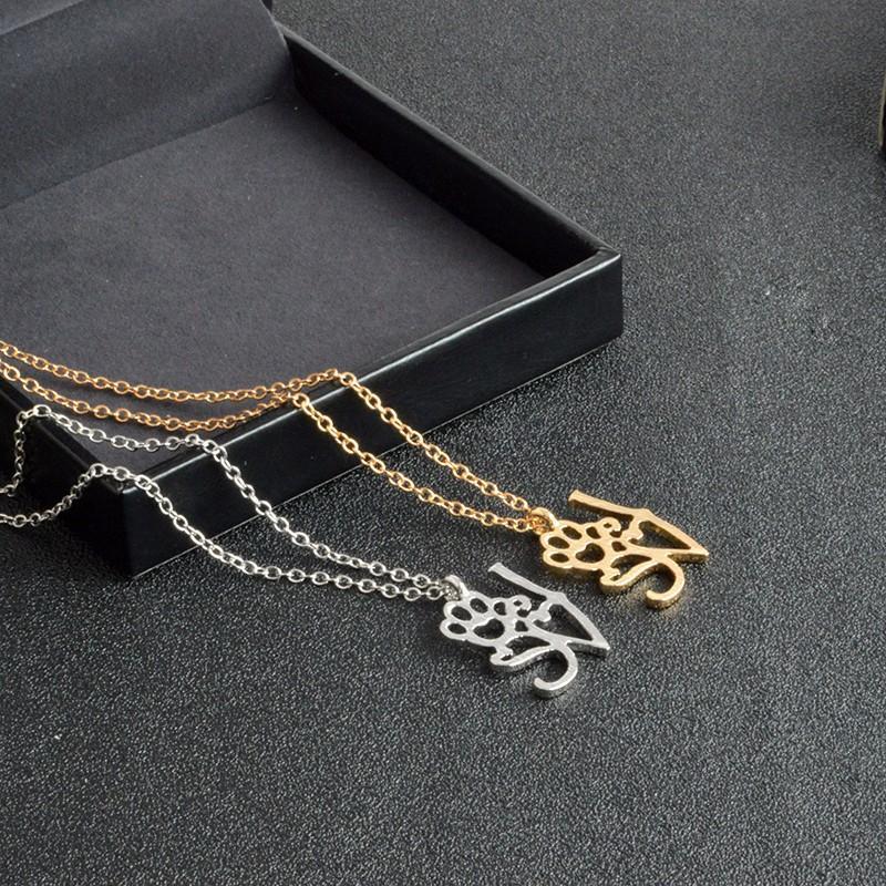 Love Symbol Pendant Chain Womens Dog Necklace Happy Paws 