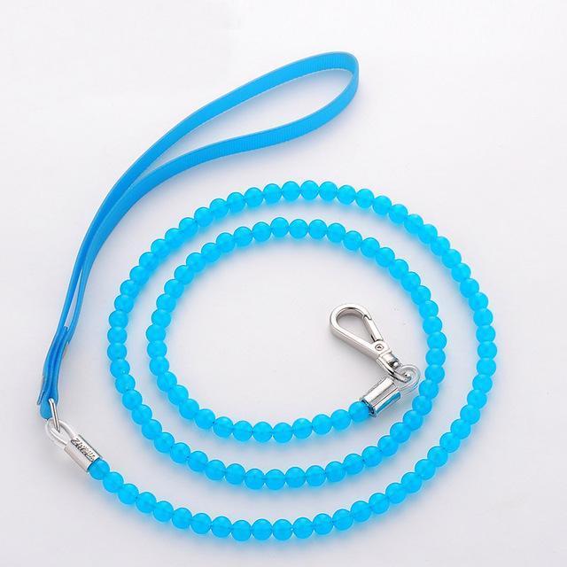 Luxury Pearl Glow in Dark Leash dog leash Happy Paws Blue 