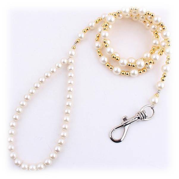 Luxury Pearl Glow in Dark Leash dog leash Happy Paws Gold 