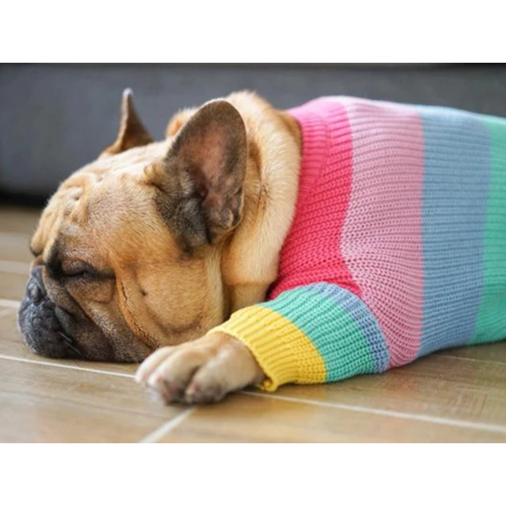 Pull en tricot arc-en-ciel