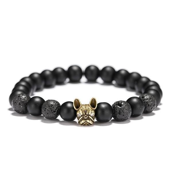 Natural Stone Bracelet Dog Bracelet Happy Paws Gold 