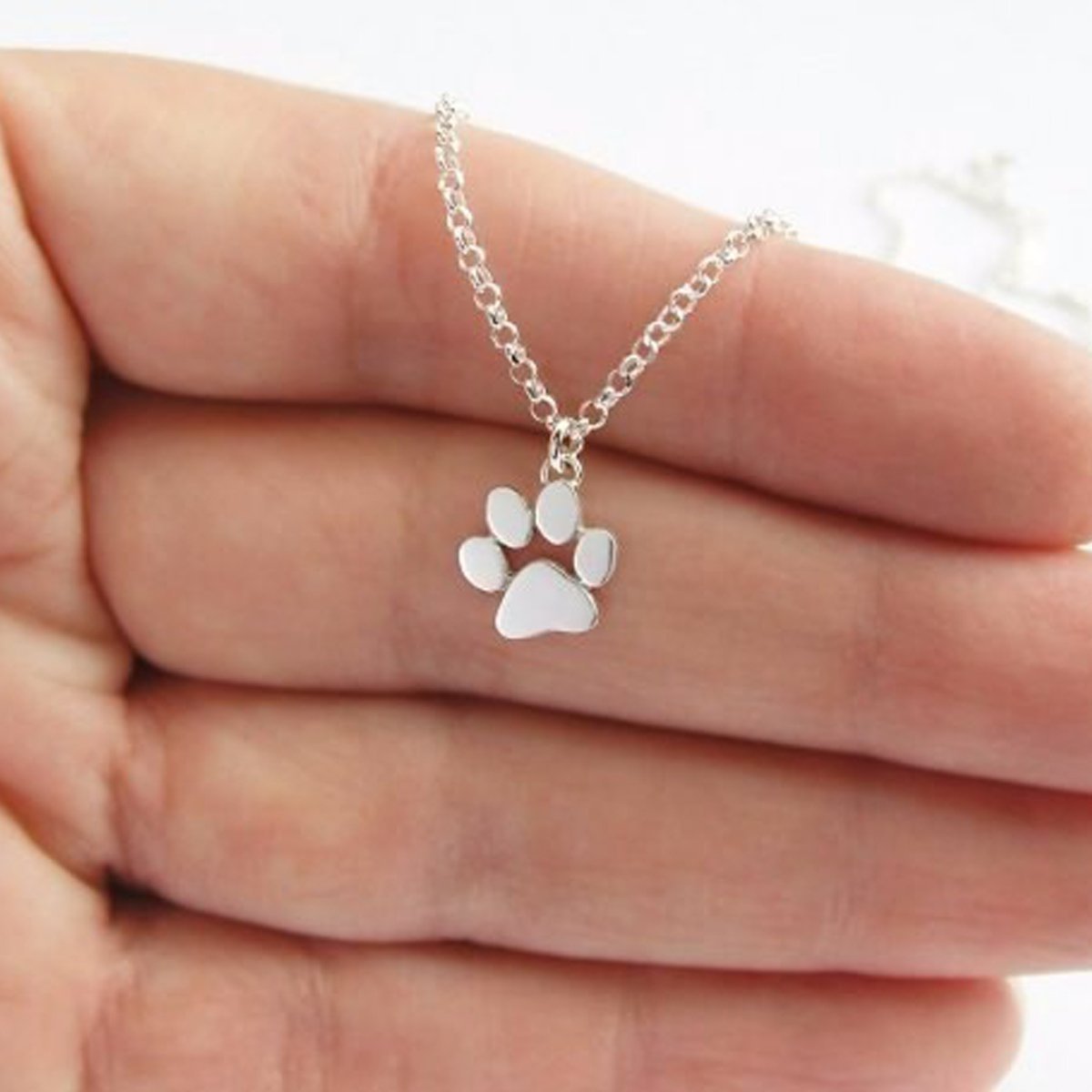 Paw Pendant Chain Womens Dog Necklace Happy Paws 