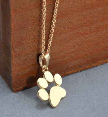 Paw Pendant Chain Womens Dog Necklace Happy Paws Gold 