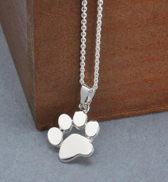 Paw Pendant Chain Womens Dog Necklace Happy Paws Silver 