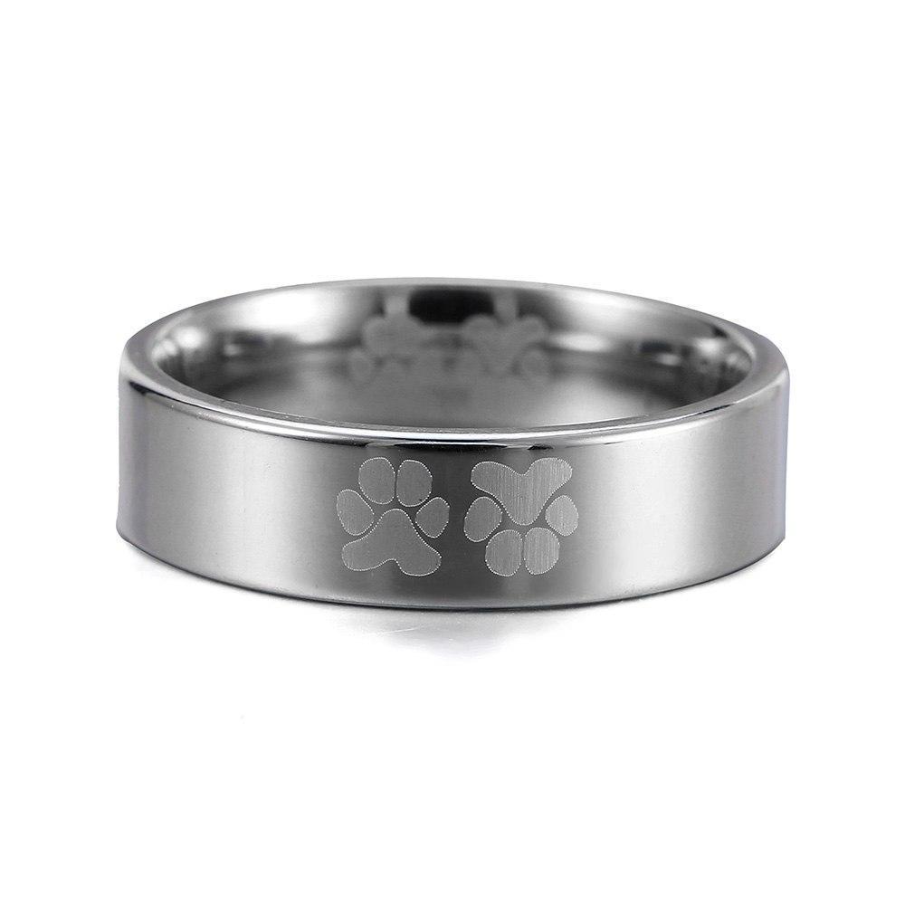 Paw Print Band Ring Womens Dog Ring Happy Paws 