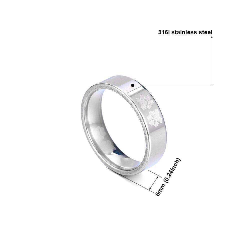 Paw Print Band Ring Womens Dog Ring Happy Paws 