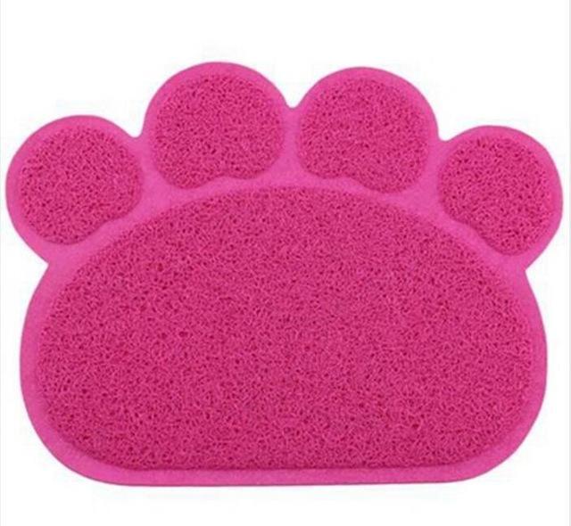 Paw Shaped Bowl Mat Mat Happy Paws Rose Red 