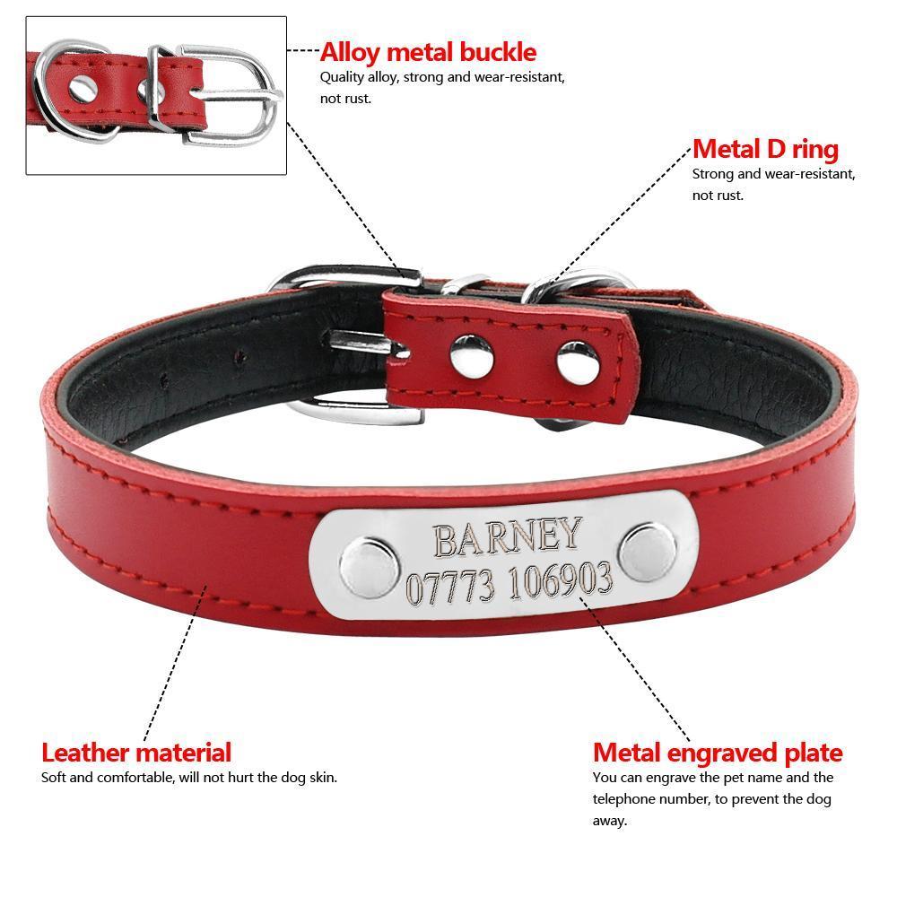 Personalized Leather Collar collars Happy Paws 