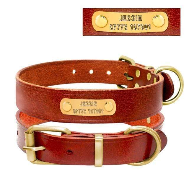 Personalized Leather Collar Dog collar Happy Paws Online Large 