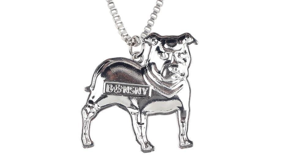 Pit Bull Enamel Pendant Chain Womens Dog Necklace Happy Paws 