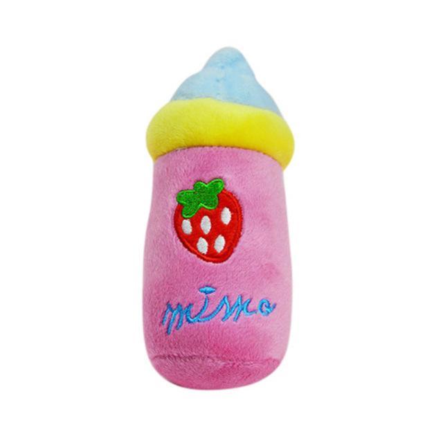 Plush Fruits & Veg Plush & Squeaky Toys Happy Paws Strawberry Milkshake 