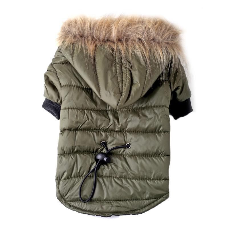 Puffer Style Fur Jacket Dog Puffer Jacket Happy Paws Green XSmall 