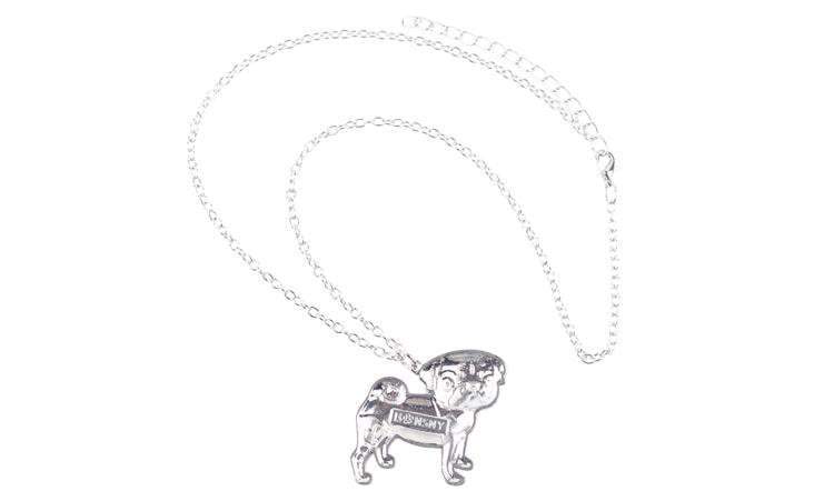 Pug Dog Enamel Pendant Chain Womens Dog Necklace Happy Paws 