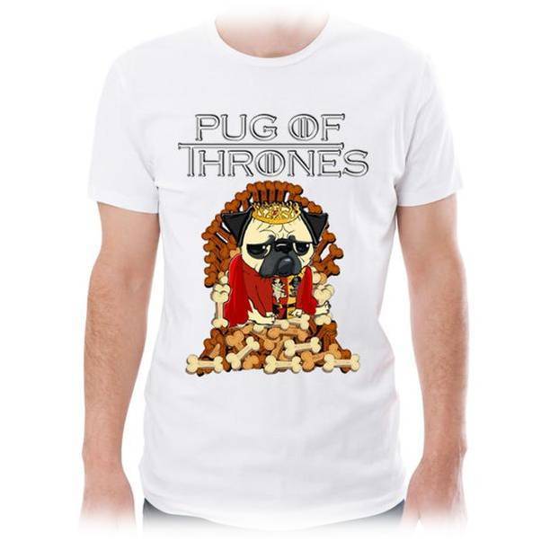 Pug of Thrones Mens Dog T-shirt Happy Paws 