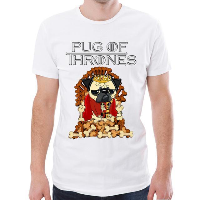 Pug of Thrones Mens Dog T-shirt Happy Paws Small 
