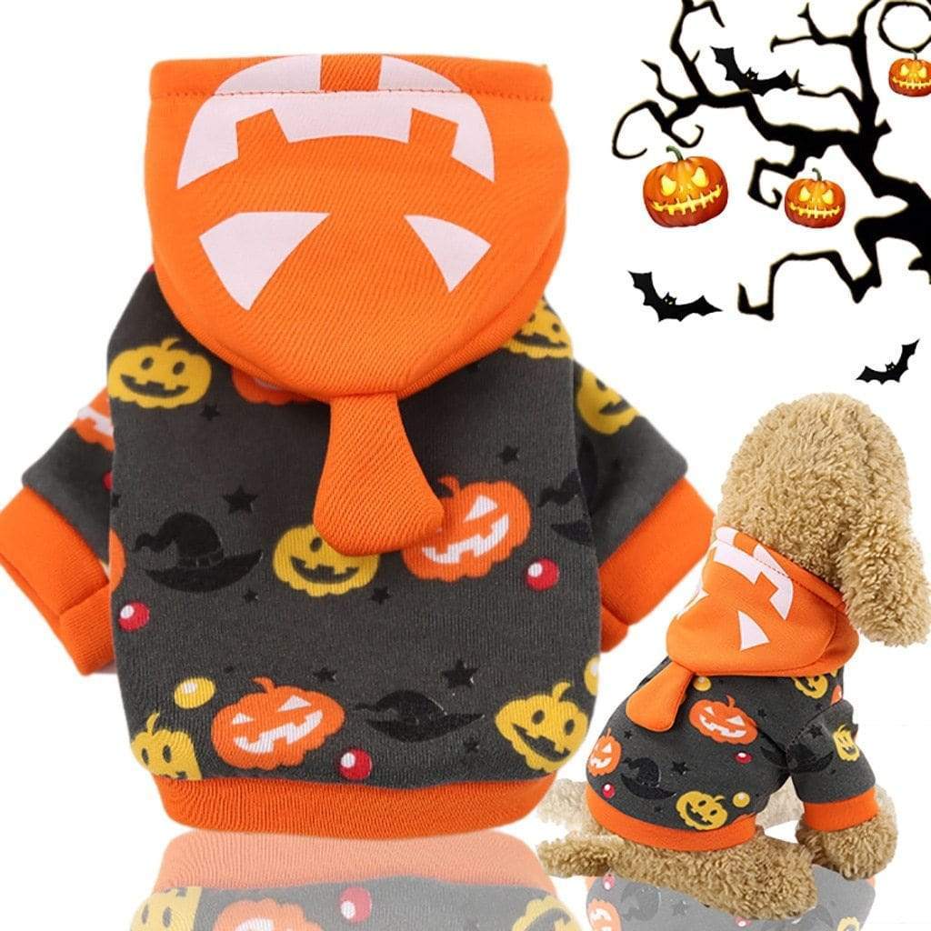 Pumpkin Soft Fleece Hoody Dog Halloween Costume Happy Paws Online XSmall 