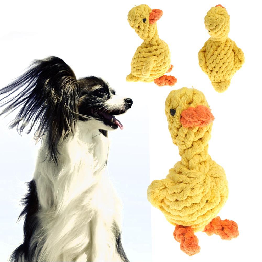 Quackers Rope Duck Dog Chew Toy Happy Paws 