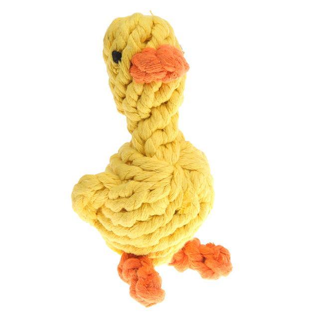 Quackers Rope Duck Dog Chew Toy Happy Paws 