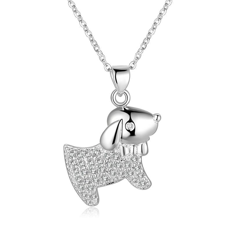 Rhinestone Pendant Chain Womens Dog Necklace Happy Paws 