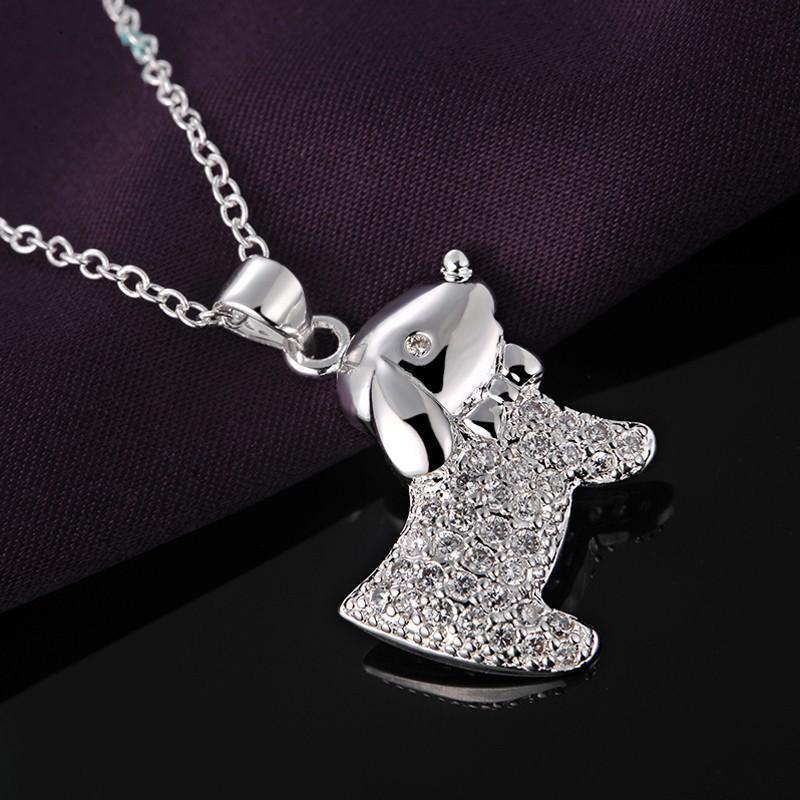 Rhinestone Pendant Chain Womens Dog Necklace Happy Paws 