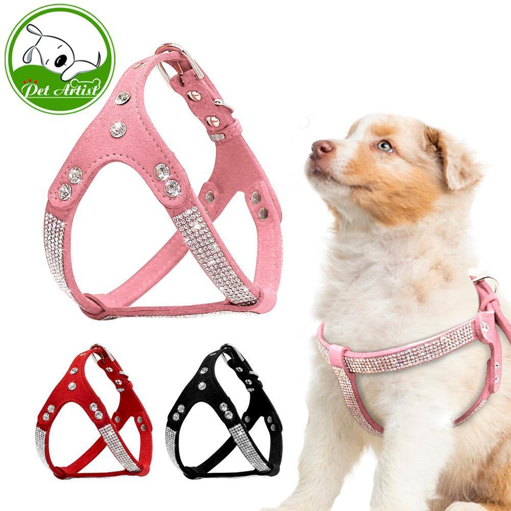 Rhinestone Suede Harness dog harness Happy Paws 