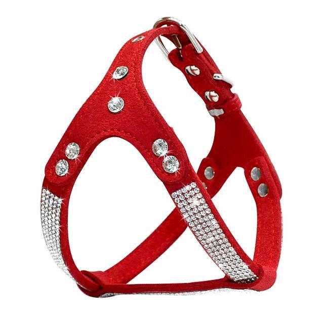 Rhinestone Suede Harness dog harness Happy Paws Red Large 
