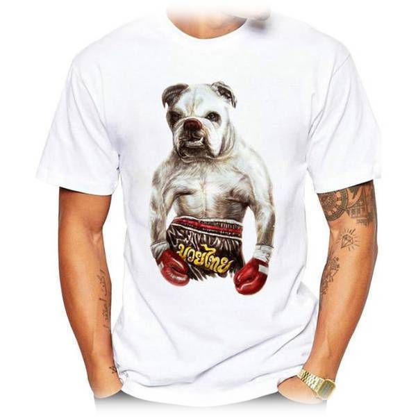 Rocky Bulldog Mens Dog T-shirt Happy Paws 