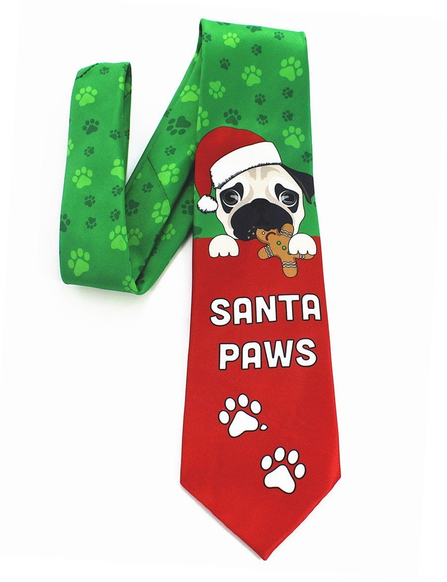 Santa Paws Mens Tie Mens Dog Tie Happy Paws 