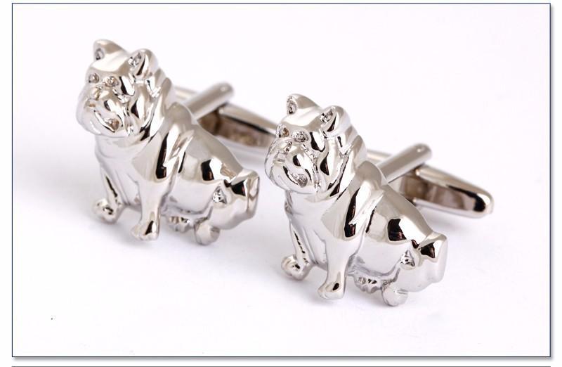 Silver Bulldog Cuff-links Mens Dog Cufflinks Happy Paws 