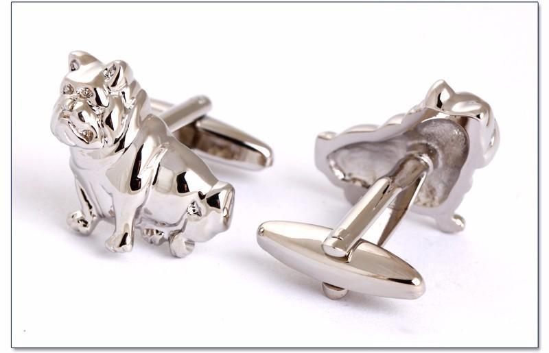 Silver Bulldog Cuff-links Mens Dog Cufflinks Happy Paws 