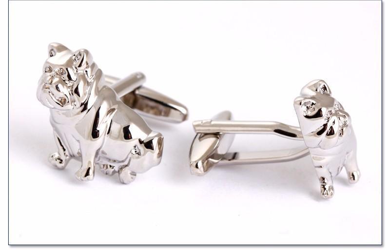 Silver Bulldog Cuff-links Mens Dog Cufflinks Happy Paws 