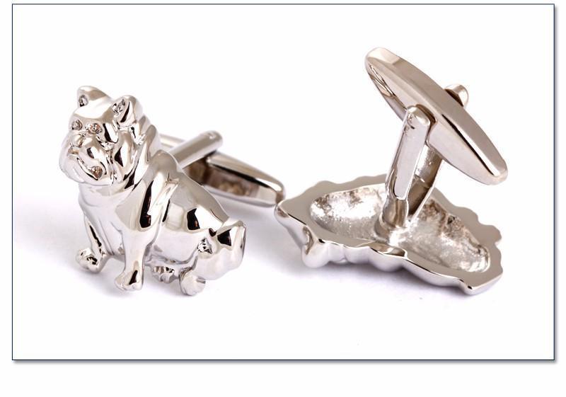 Silver Bulldog Cuff-links Mens Dog Cufflinks Happy Paws 