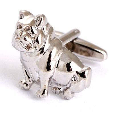 Silver Bulldog Cuff-links Mens Dog Cufflinks Happy Paws 