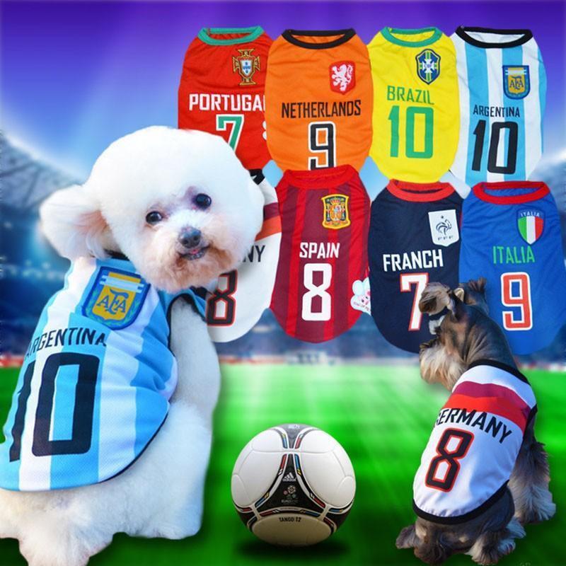 Soccer Dog T-shirt Jersey World Cup Dog Tshirts Happy Paws 