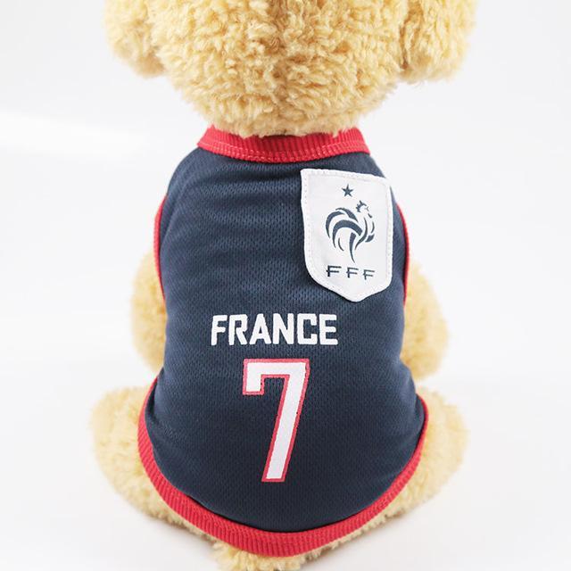 Soccer Dog T-shirt Jersey World Cup Dog Tshirts Happy Paws France Small 