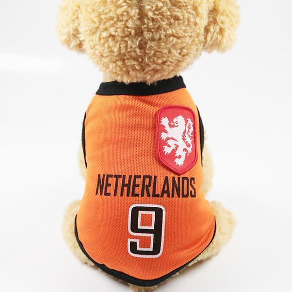 Soccer Dog T-shirt Jersey World Cup Dog Tshirts Happy Paws Holland 5XLarge 