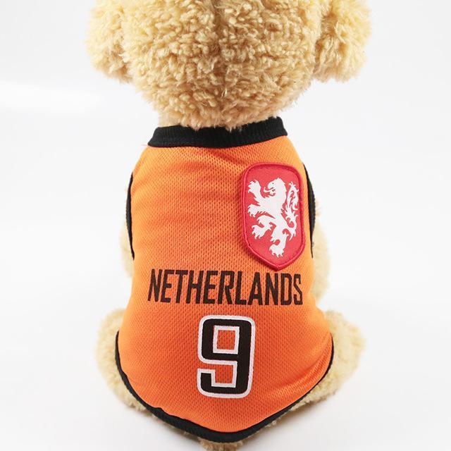 Soccer Dog T-shirt Jersey World Cup Dog Tshirts Happy Paws Holland Small 