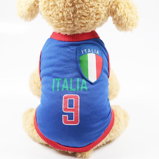 Soccer Dog T-shirt Jersey World Cup Dog Tshirts Happy Paws Italy Small 