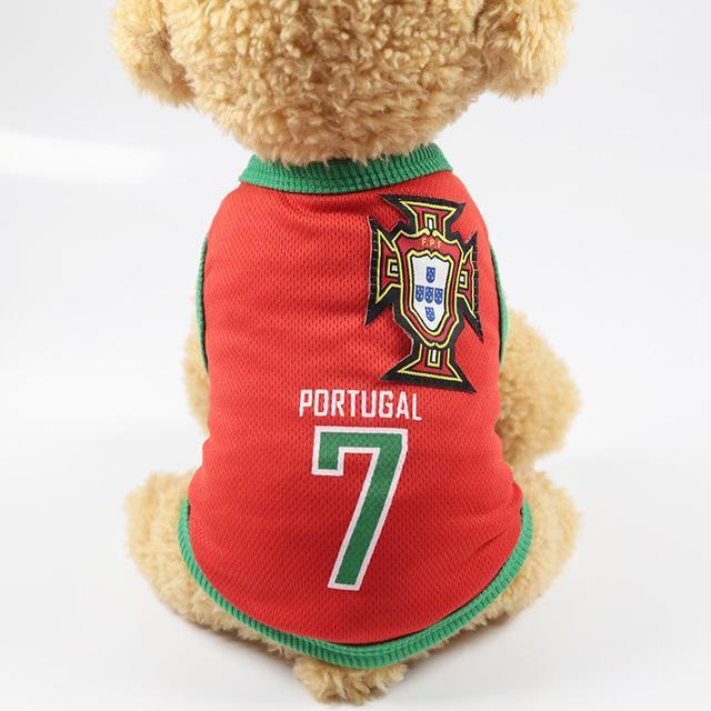 Soccer Dog T-shirt Jersey World Cup Dog Tshirts Happy Paws Portugal Small 